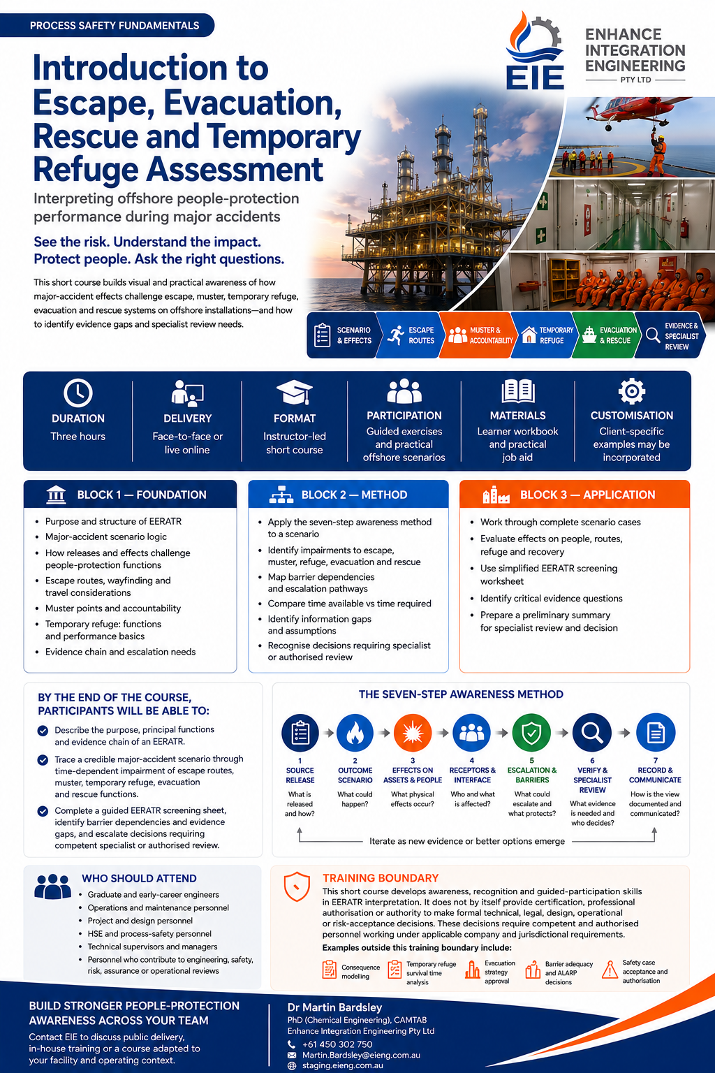 Escape, Evacuation, Rescue and Temporary Refuge promotional course sheet