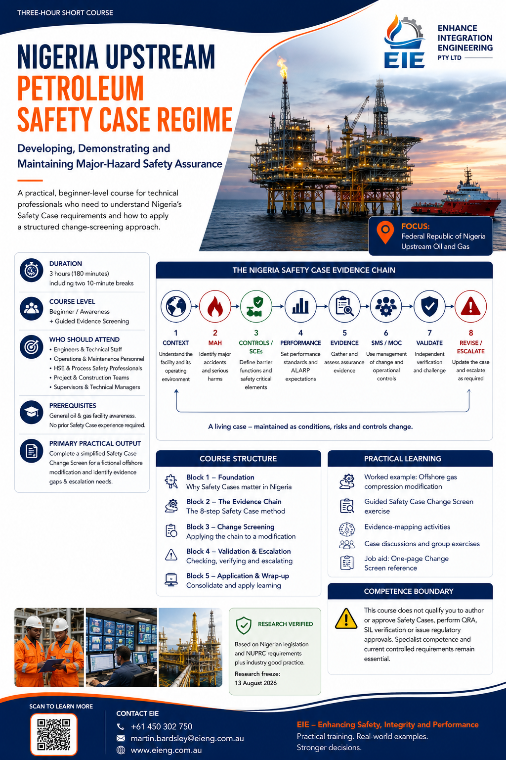 Nigeria Upstream Petroleum Safety Case Regime promotional course sheet