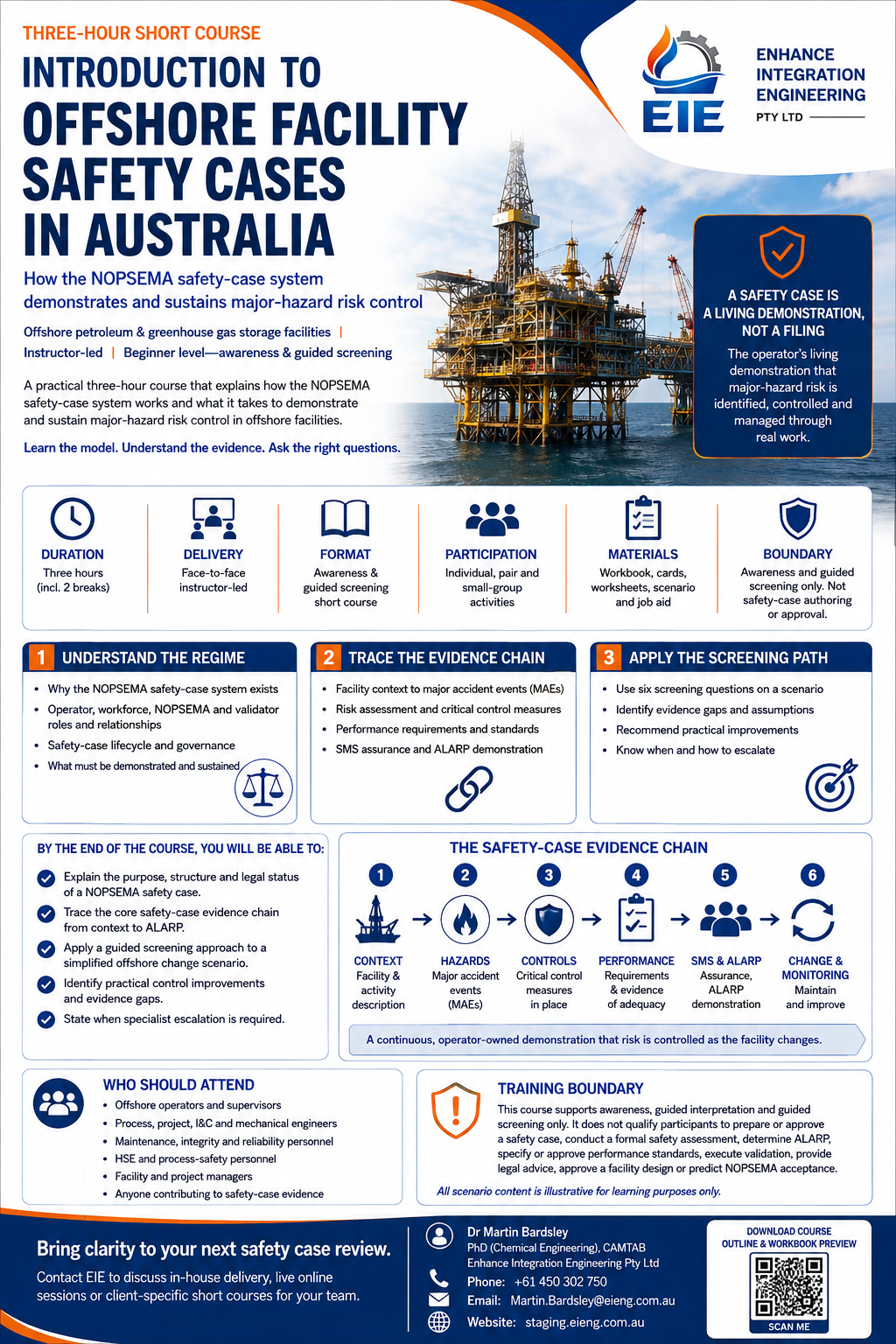 Offshore Facility Safety Cases in Australia promotional course sheet